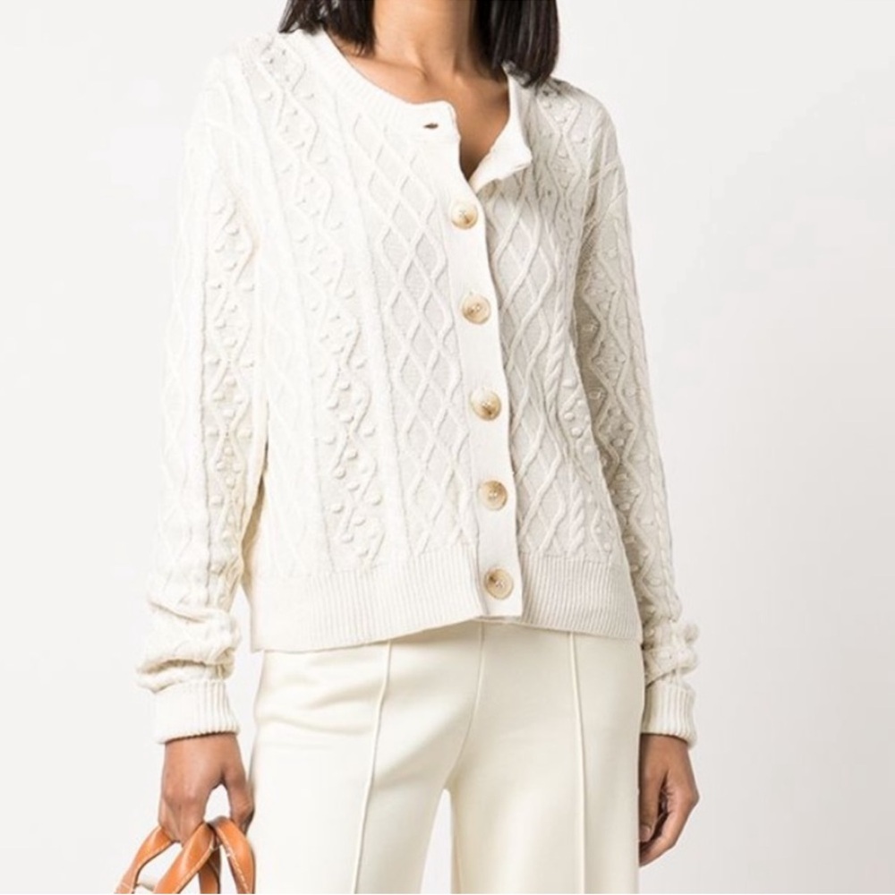 LouLou Studio VILM Cable Knit Cardigan In Ivory Size XS